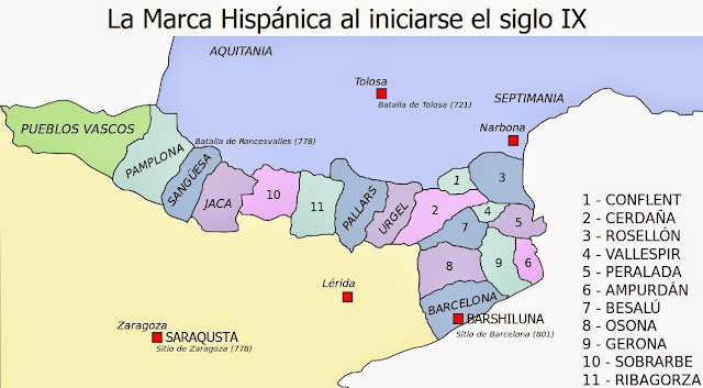 La marca hispánica a escomensaméns del siglo IX