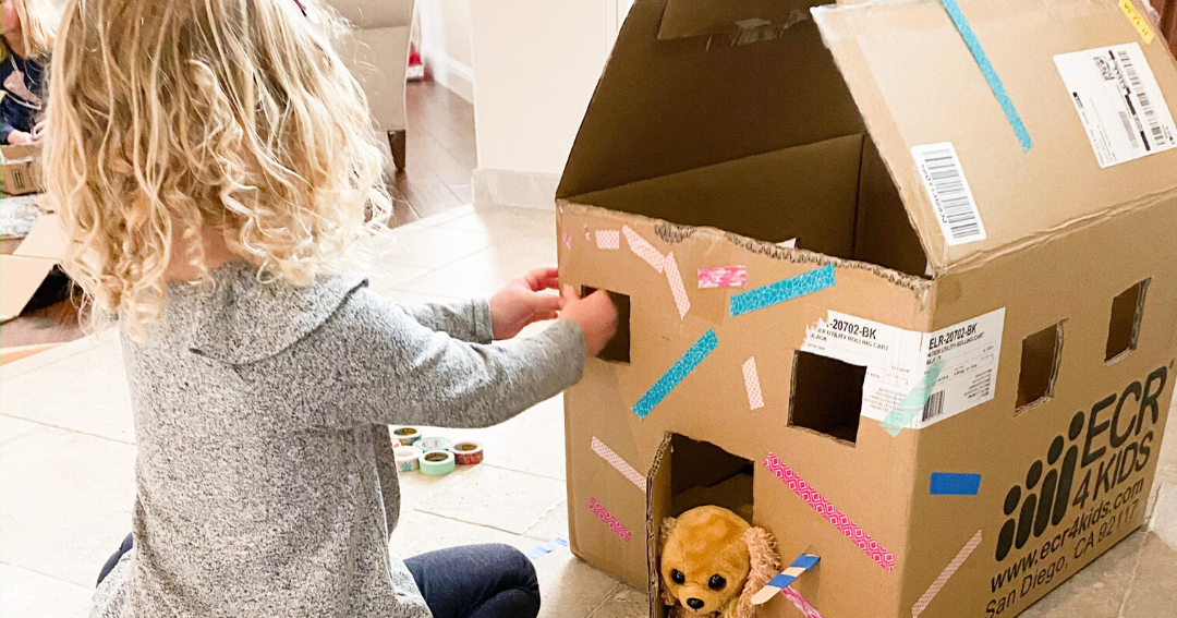 Toddler Approved! Cardboard Stuffed Animal House for Kids