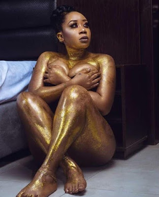 Moyo Lawal poses nude  for Mimi Orjiekwe's Flawless by Mimi Make up line