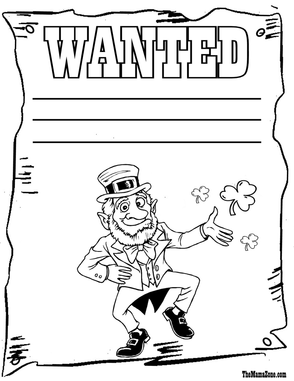 wanted poster coloring pages - photo #12