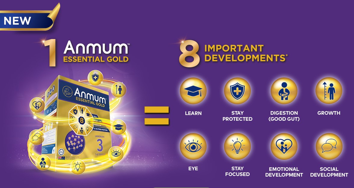 Anmum ESSENTIAL GOLD Serba Baru Menyokong 8 Perkembangan Penting Bagi Kanak-kanak Berusia 1 hingga 6 tahun