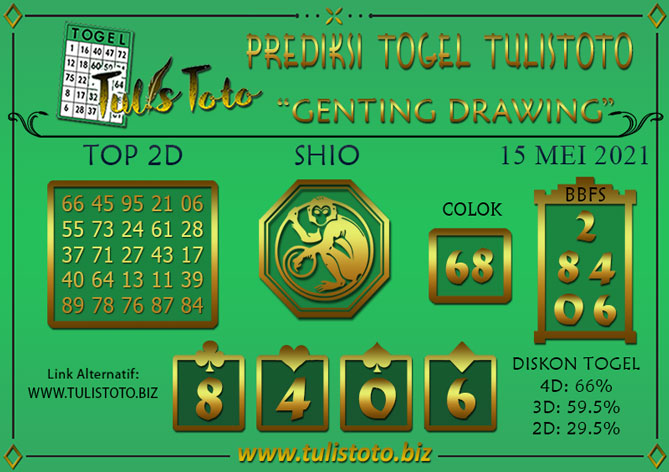 Prediksi Togel GENTING DRAWING TULISTOTO 15 MEI 2021