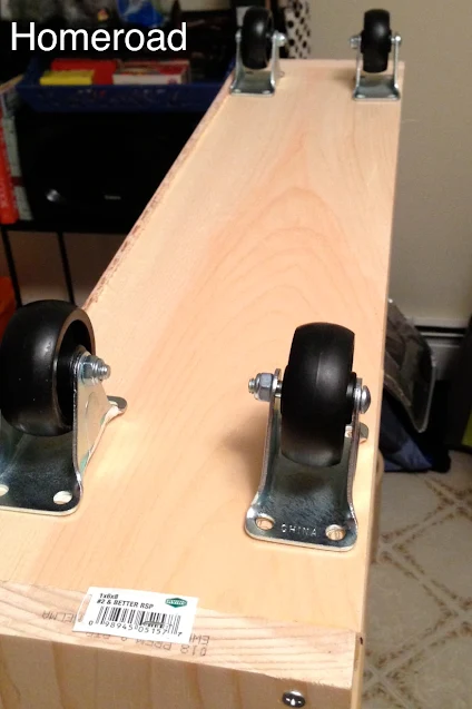 adding castors to the bottom of the shelf