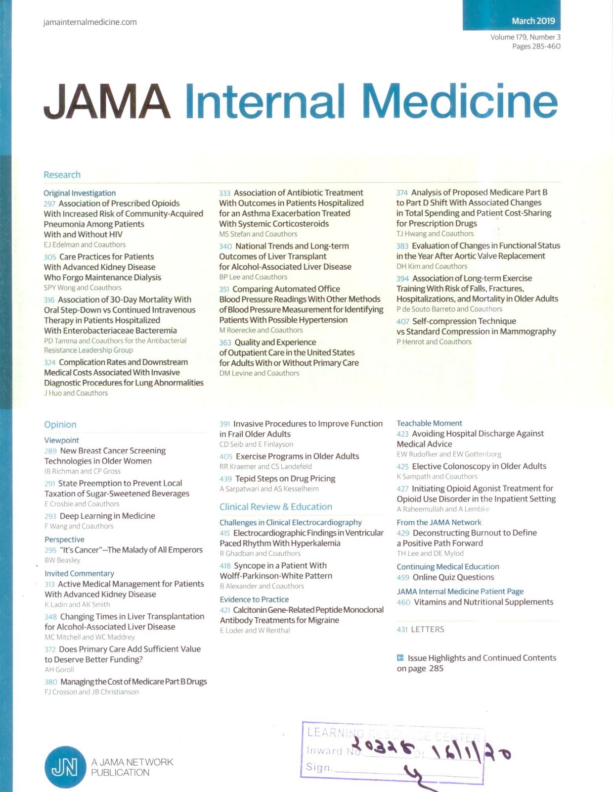 https://jamanetwork.com/journals/jamainternalmedicine/issue/179/3