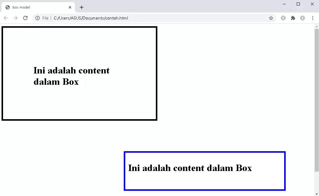 Contoh box model Box model