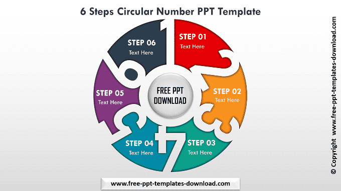 6 Steps Circular Number PPT Template