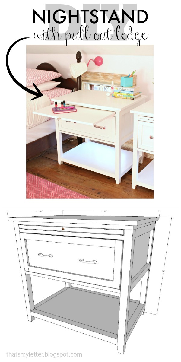 That's My Letter DIY Nightstand with PullOut Ledge (free plans)