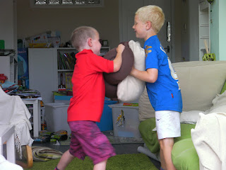 fighting with cushions
