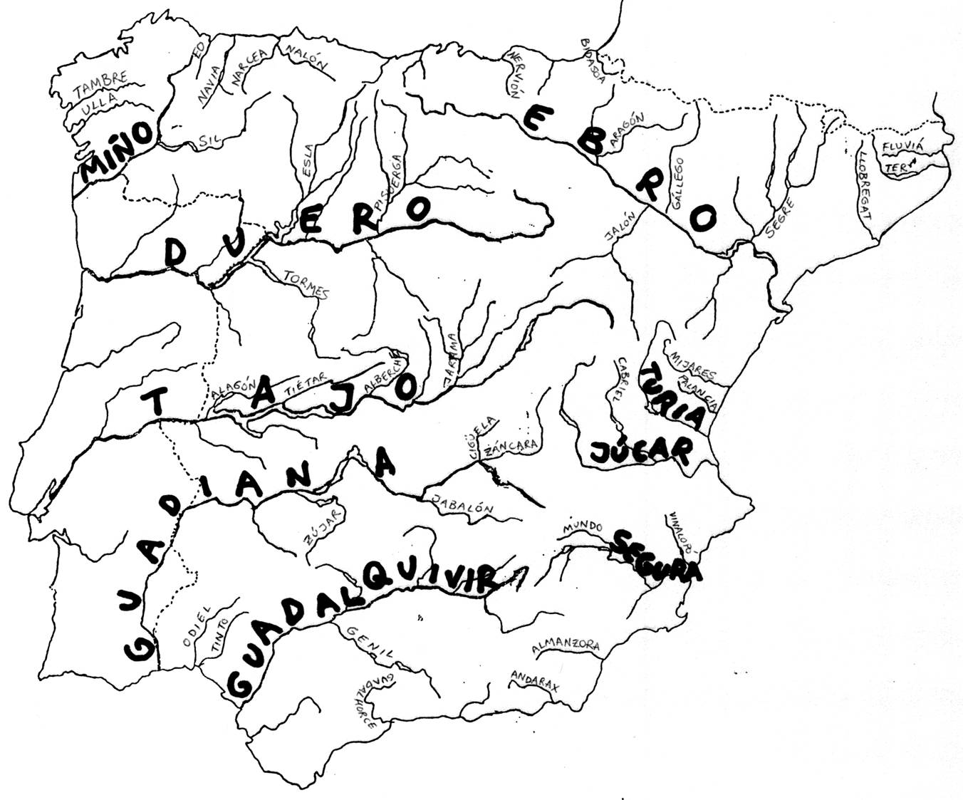 Mapa Mudo Rios Importantes España