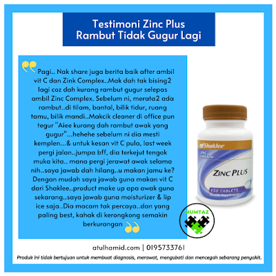 Testimoni Zinc Plus Shaklee: Masalah Rambut Gugur Tiada Lagi