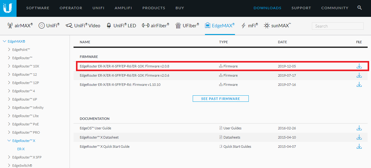 技術メモメモ EdgeRouter X (ERX)のファームウェアバージョンアップ手順