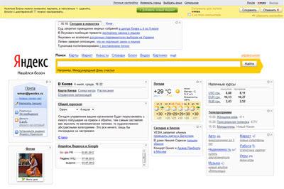Настройка главной страницы Яндекс - режим редактирования содержания страницы