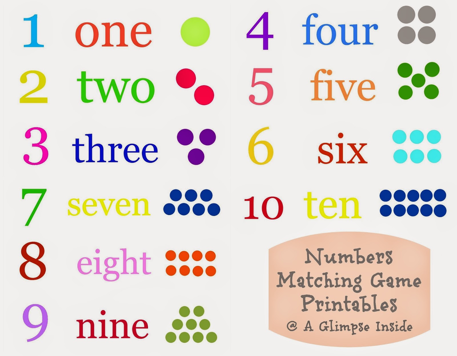 Numbers Matching Game Printables  A Glimpse Inside