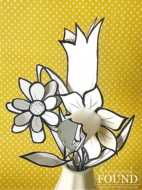 art,art class,paper,paper crafts,flowers,crafting,crafting with kids,dollar store crafts,diy decorating,DIY,decorating,spring,trash to treasure,spring flowers,spring decorating,pop art,pop art crafts,black and white art,black and white flowers,pop art decor,line art,crafting with paper,spring flower crafts .