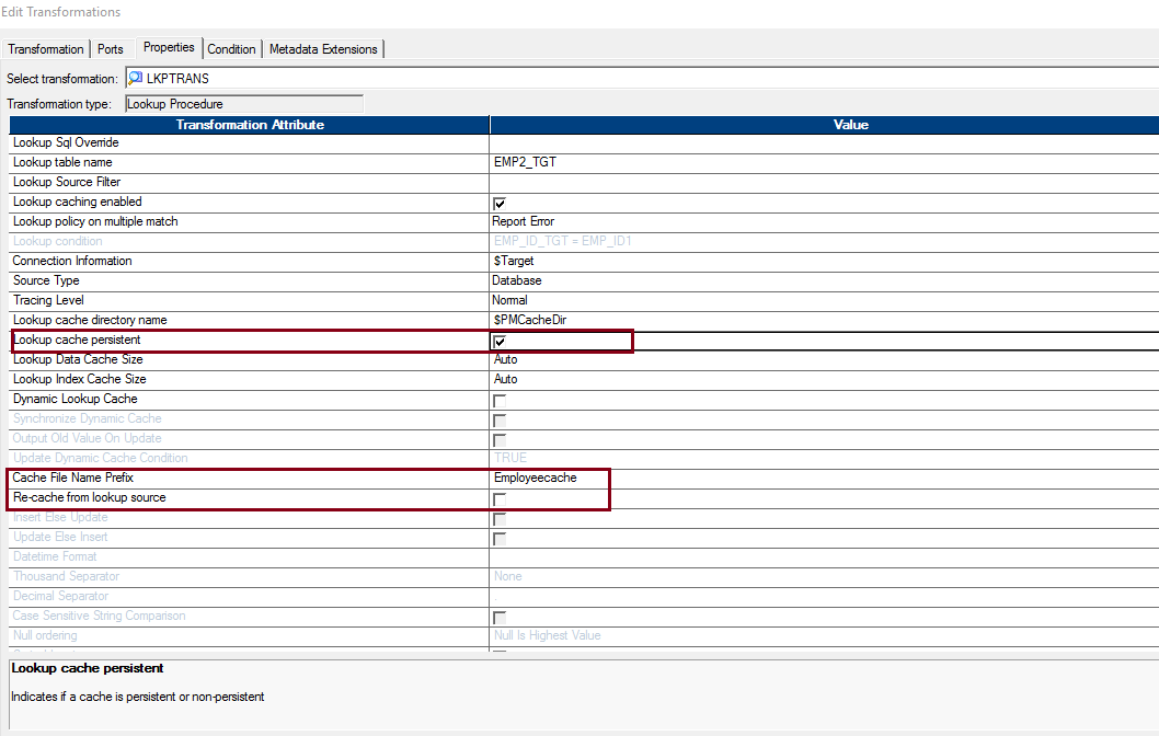Informatica Lookup Transformation Lookup Cache