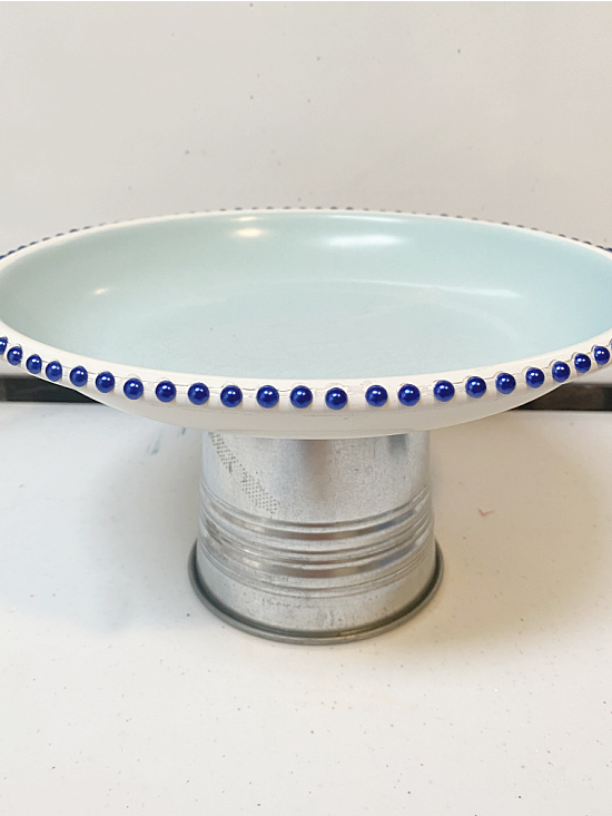 pedestal dish with beads