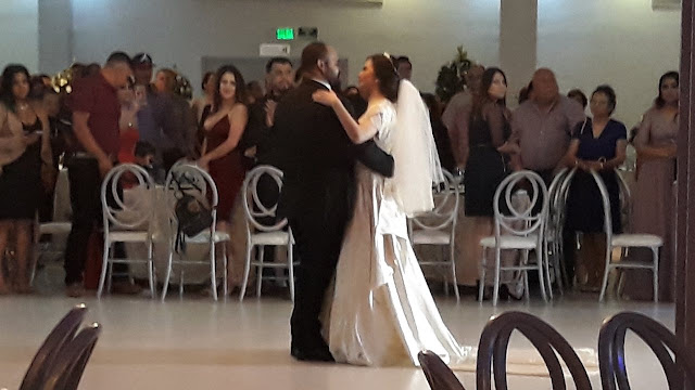 Bride and groom share first dance