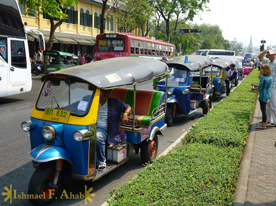 A line of tuktuk outside of the Grand Palace, Bangkok