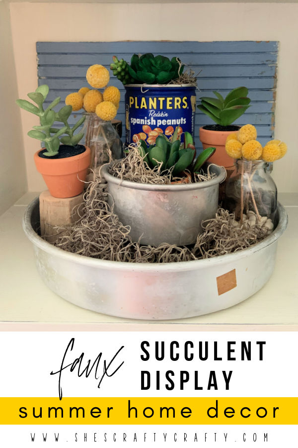 She's Crafty Summer Home Decor tiered faux succulent display