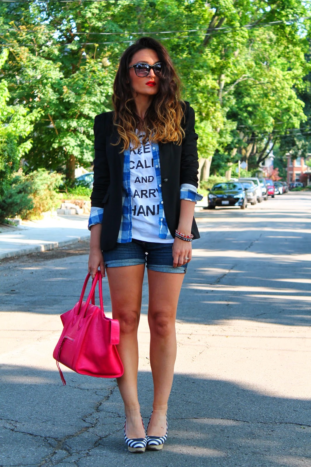 How To Layer In The Summer: Zara Blazer & Plaid Shirt