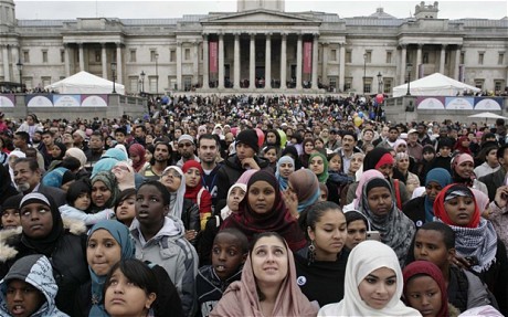 Muslims celebrate Islamic holiday Eid in Trafalgar Square