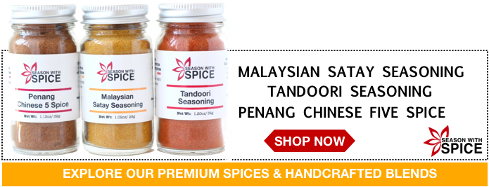 Shop malaysian satay seasoning, tandoori seasoning and penang chinese five spice available at season with spice asian spice shop