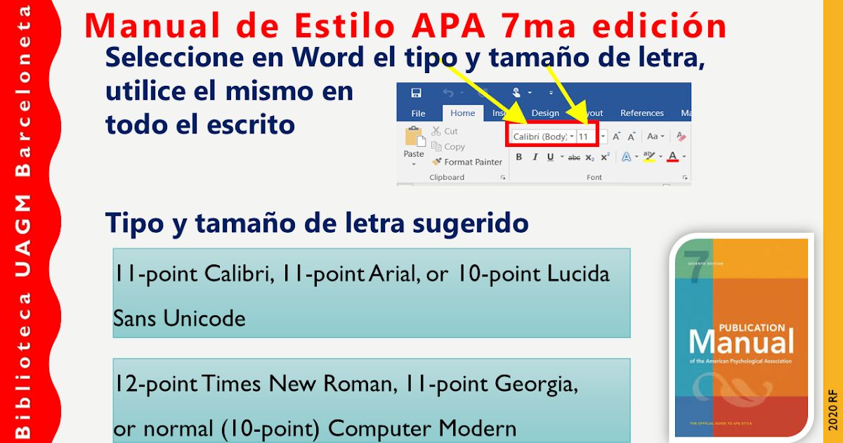 BIBLIOTECA APA 7 tipo y tamaño de letra