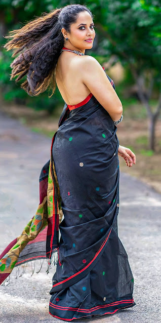 anasuya bharadwaj hot photoshoot - Jabardasth | 5th August 2021 black cotton saree photot shoot , hot , sexy, open mouth, hot expression, cute