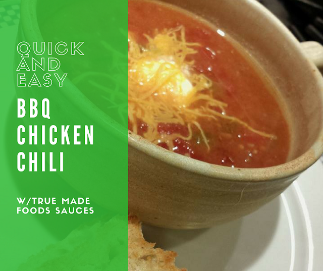 Great weeknight meal on a cold day.  Quick and Easy BBQ Chicken Chili. 