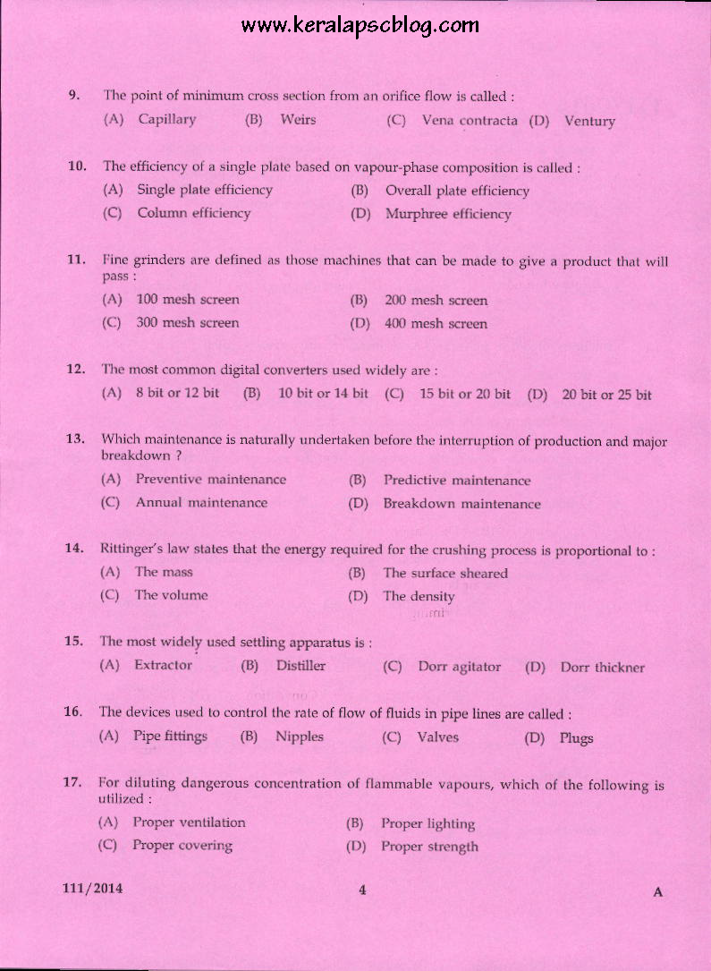 Kerala PSC Analyst Exam Previous Question Kerala PSC Analyst Exam Previous Question