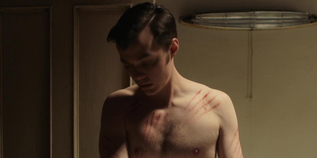 Jack Bannon shirtless in Pennyworth 1-06 "Cilla Black" .