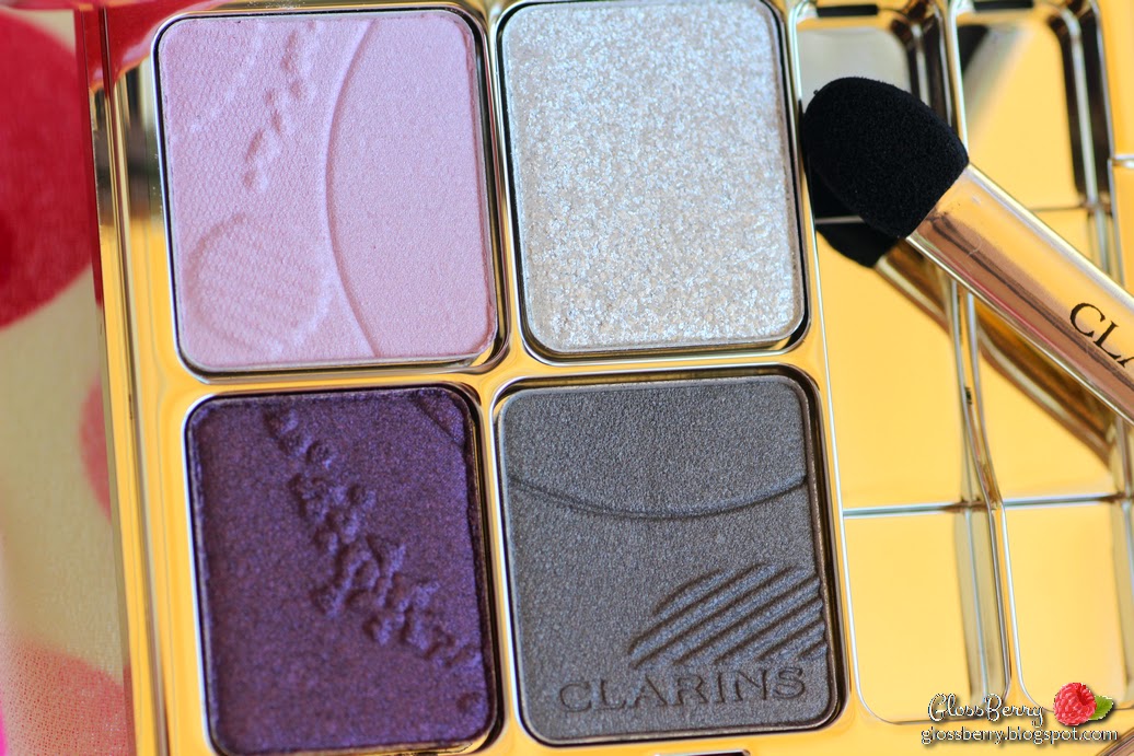 clarins ombre minerale 4 couleurs eye quartet mineral palette  vibrant light wet dry 12 purples   opulescence review swatch סקירה צלליות סגולות קלרינס בלוג איפור וטיפוח גלוסברי glossberry