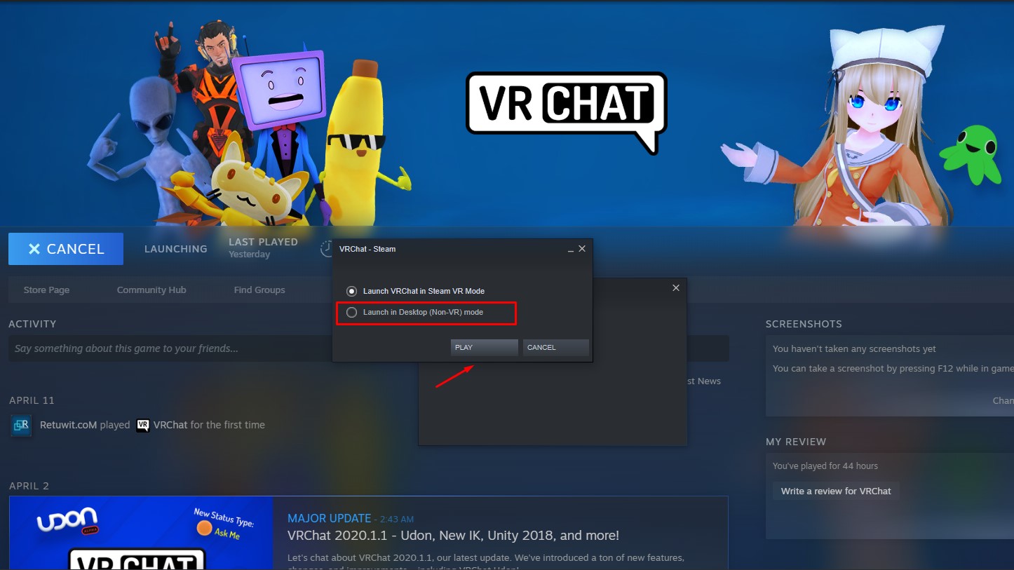 Cara Mengubah Resolusi Layar Game VR Chat Steam.