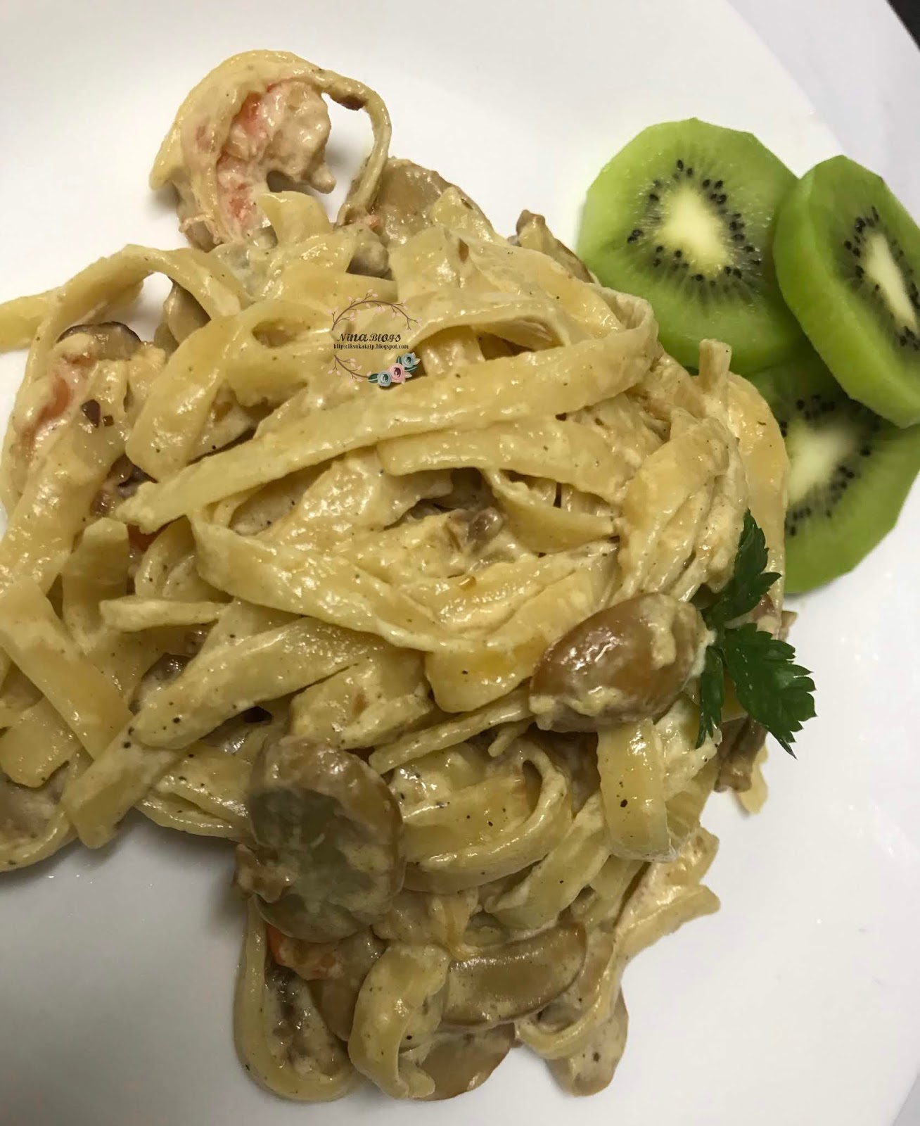 Resepi Fettucine Carbonara Udang Dan Cendawan cik sukα taip