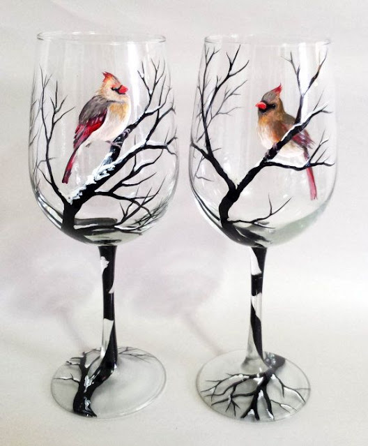 Trees & Birds hand-painted wine glasses DIY