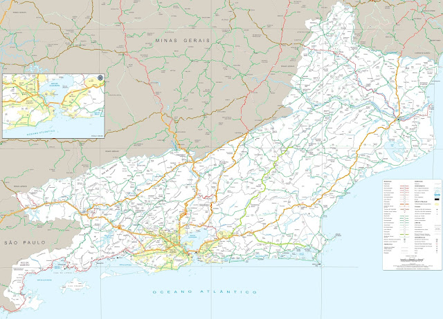 Mapa rodoviário do estado do Rio de Janeiro