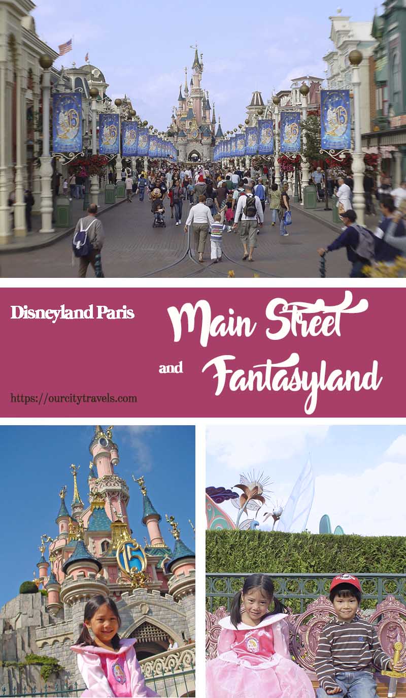 Disneyland Paris Park, the first of the two theme parks that in opened in Paris in 1992. It is divided into Main Street, USA and 4 other themed 'lands' named Fantasyland, Frontierland, Tomorrowland, and Adventureland .