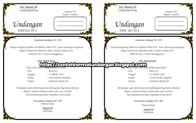 Cara membuat undangan tahlil 1 kertas jadi 2