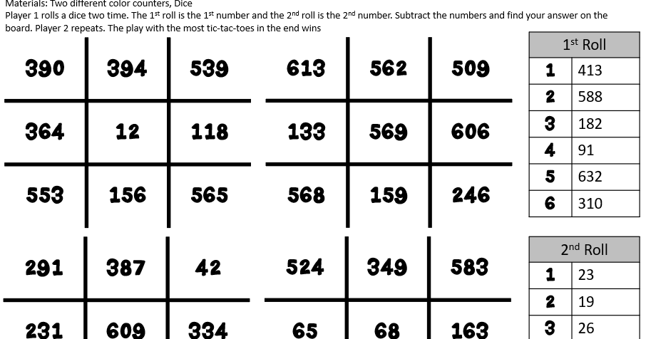 Teaching in an Organized Mess: Free Subtraction with regrouping Tic-Tac-Toe