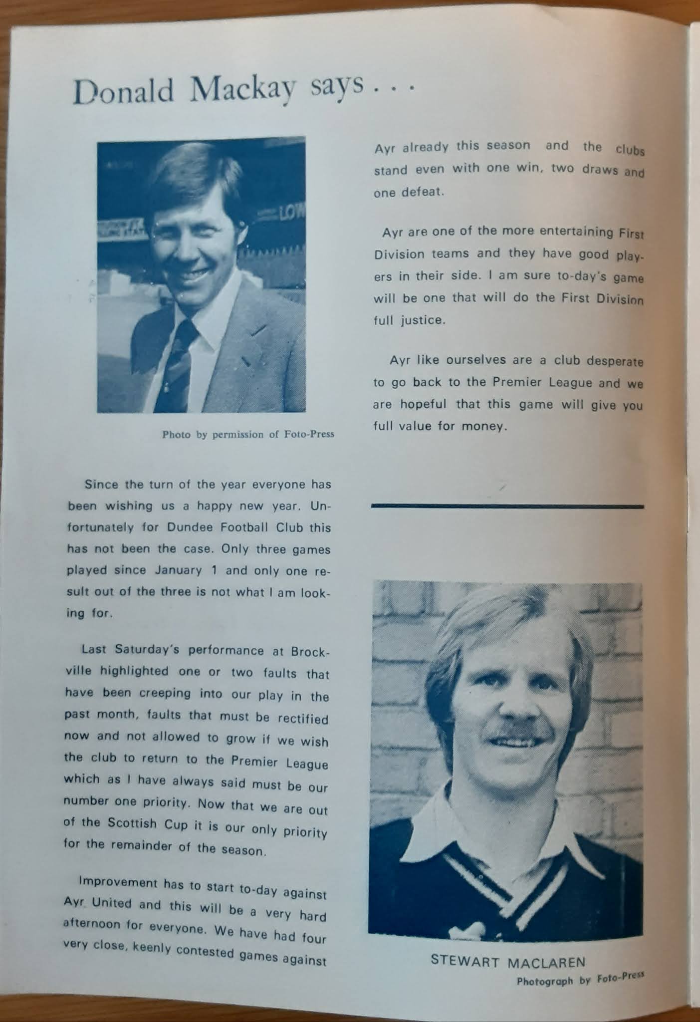 My Dundee FC Programmes Dundee v Ayr United, 31st January 1981