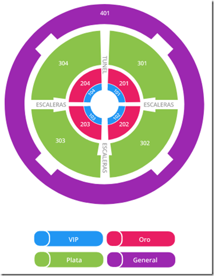 Mapa Zonas de Boletos Palenque Puebla