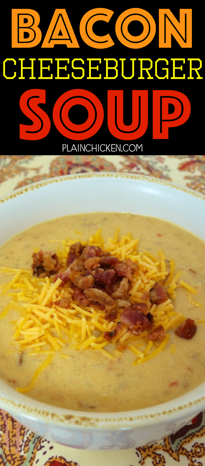 {Slow Cooker} Bacon Cheeseburger Soup Plain Chicken®