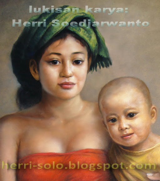 Lukisan Bagus Galeri Ibu Anak Potret Wajah Gambar
