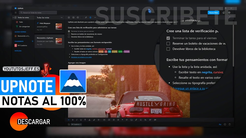 Organizador de Notas Muy Completo, Descargar UpNote para PC