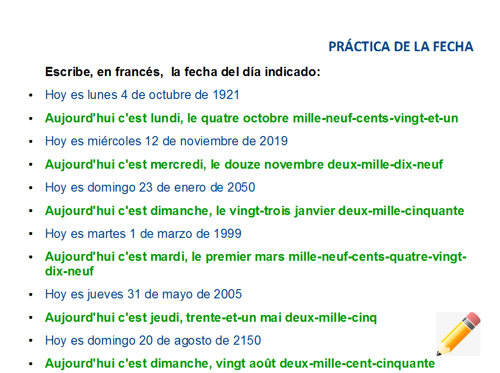 ¡APRENDE FRANCÉS! La fecha en francés