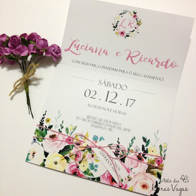 convite de casamento artesanal personalizado estampa floral aquarelada delicada boho chic anviersário 15 anos moderno diferente sofisticado papelaria personalizada para festas mini wedding invition invitations scrapfesta scrap