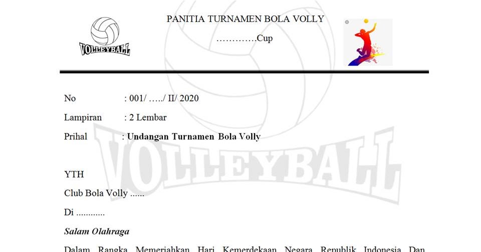 Contoh Surat Undangan Turnamen Bola Volly Husnuls492 Com