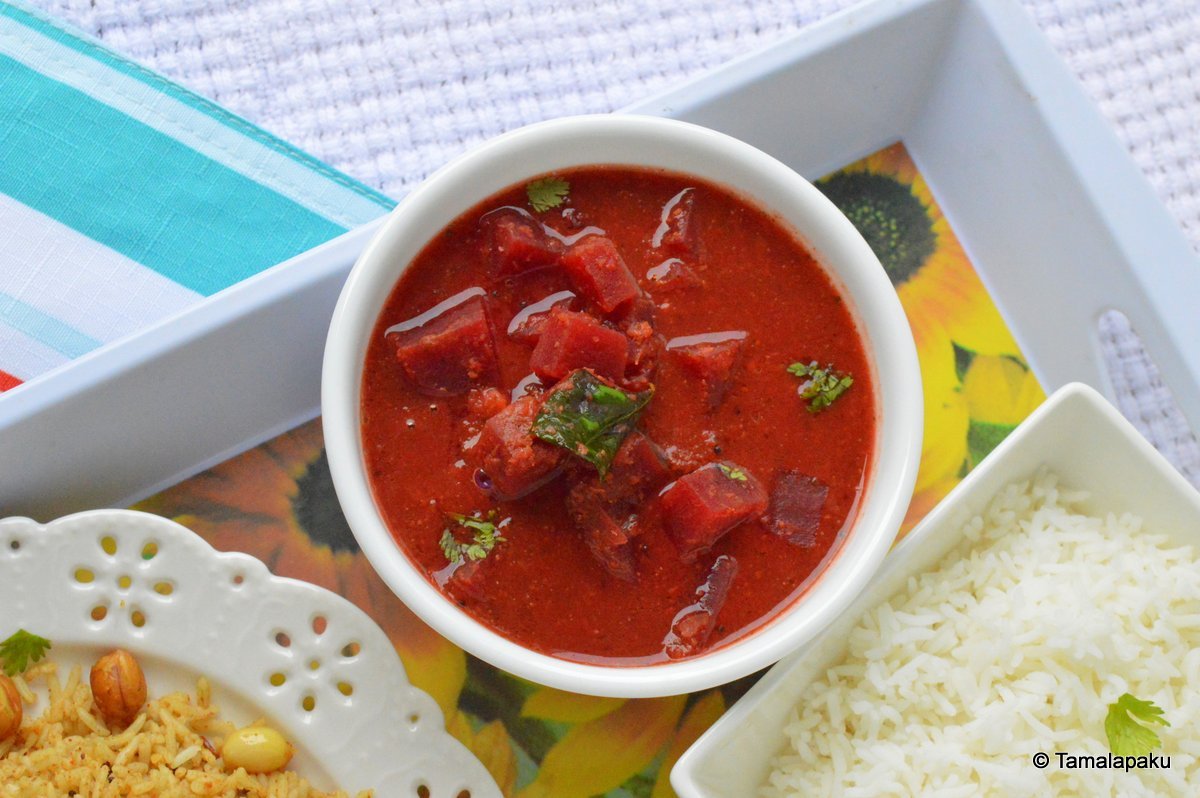 Beetroot Gravy Curry Udipi Style Tamalapaku