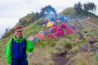 Here base-camp Plawangan Sembalun crater rim altitude 2639 meters mount Rinjani