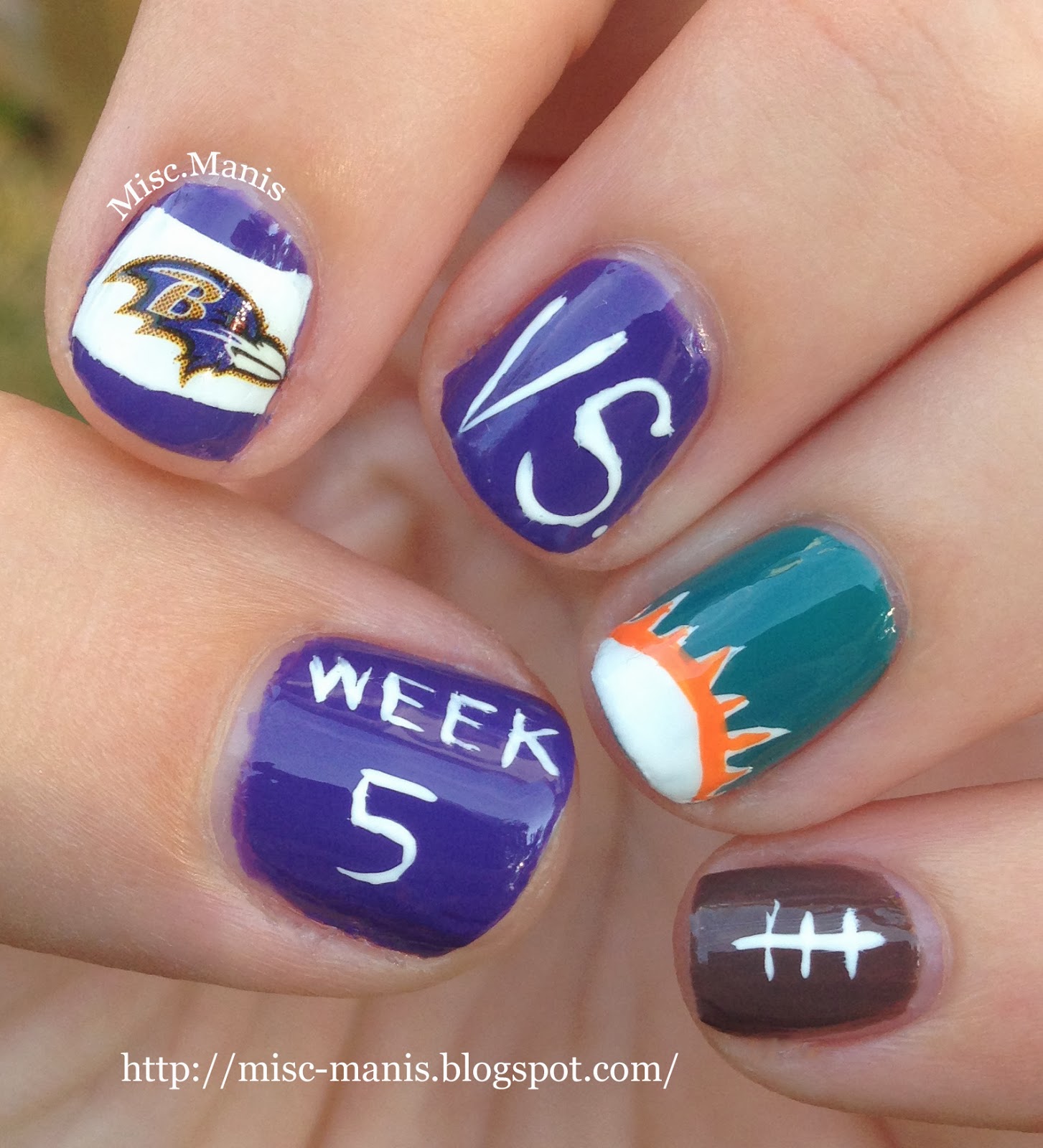 Miscellaneous Manicures: Baltimore Ravens Nails - Week 5 - Ravens vs ...